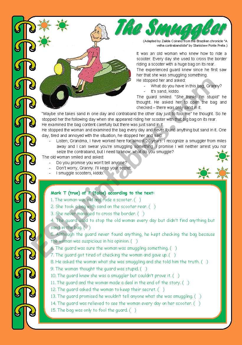 The smuggler  - comprehension + grammar (there to be â€“ past) [4 tasks + tasks suggested] KEYS INCLUDED ((3 pages))) ***editable